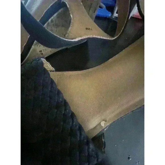 Jellypop women's wedge heels sandals blck strappy size 12 - Picture 4 of 4